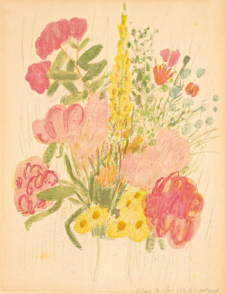 Auf diesem Bild ist das folgende Kunstwerk zu sehen: Max Peiffer Watenphul. „Blumenstilleben“ / „Venedig, Segel vor San Marco“. 1952/1960.