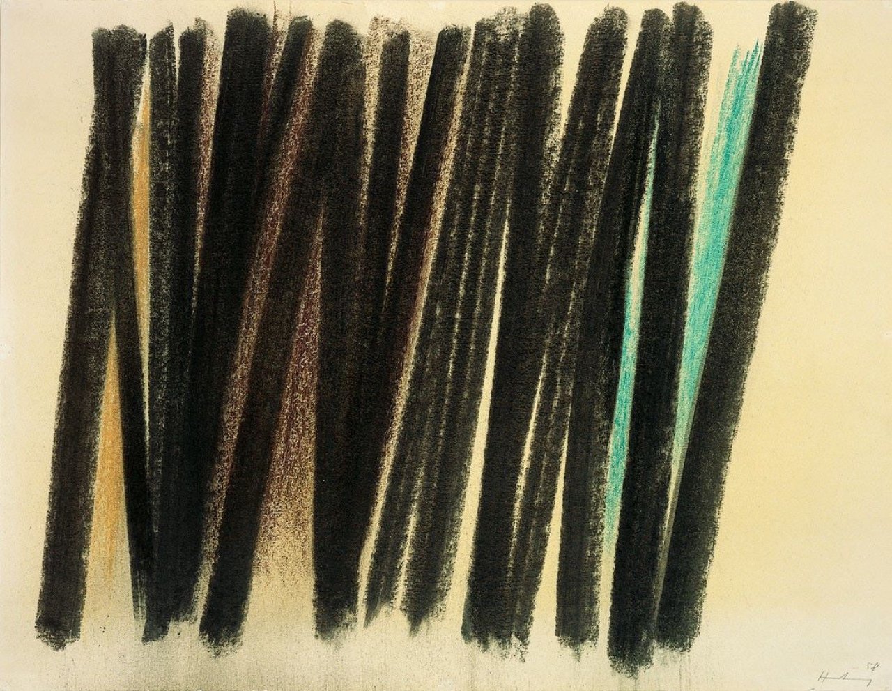 Auf diesem Bild ist das folgende Kunstwerk zu sehen: Hans Hartung. „P 1958-196“. 1958.