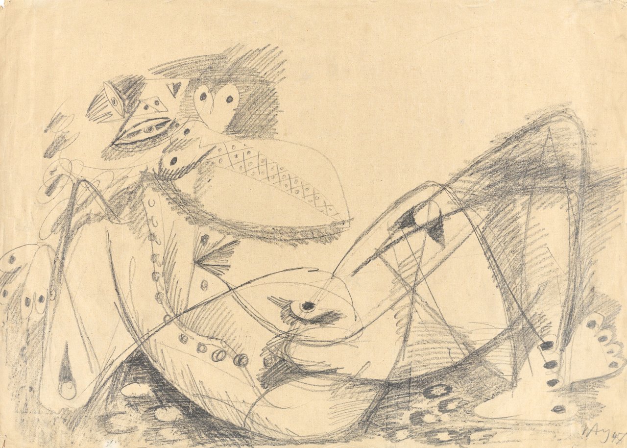 This picture shows the following artwork: Ernst Wilhelm Nay. ”Liegende”. 1947.