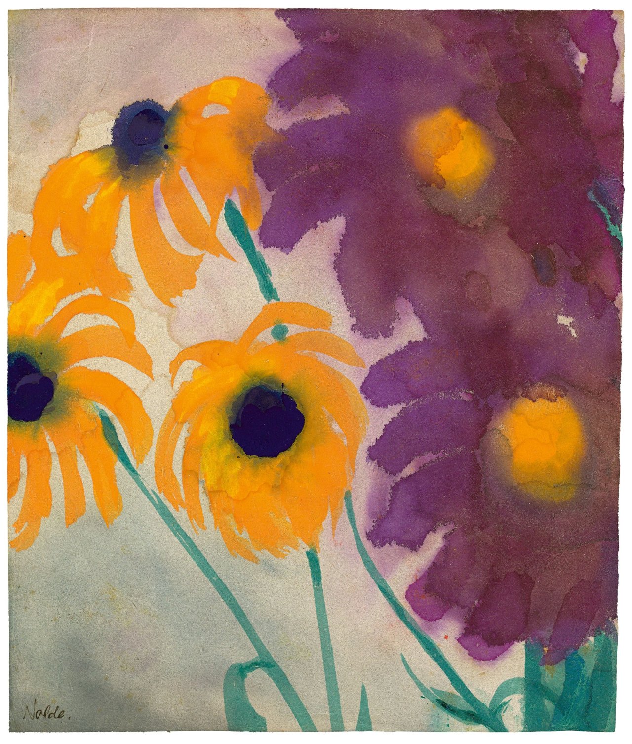 This picture shows the following artwork: Emil Nolde. „Dahlien und Rudbeckien“. Circa 1930.
