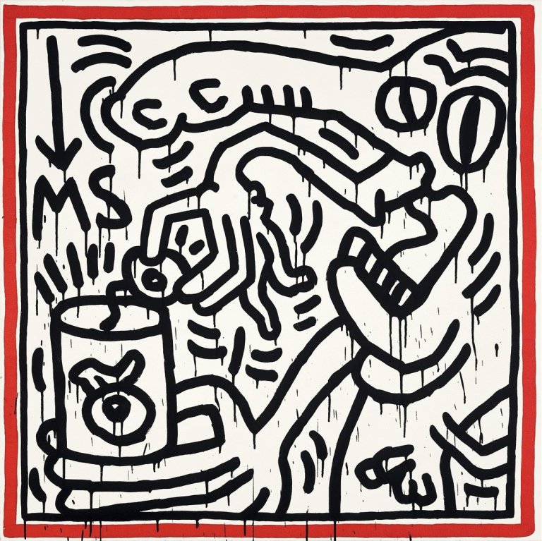 Auf diesem Bild ist das folgende Kunstwerk zu sehen: Keith Haring. „Portrait of Elliot Gross“. 1985.