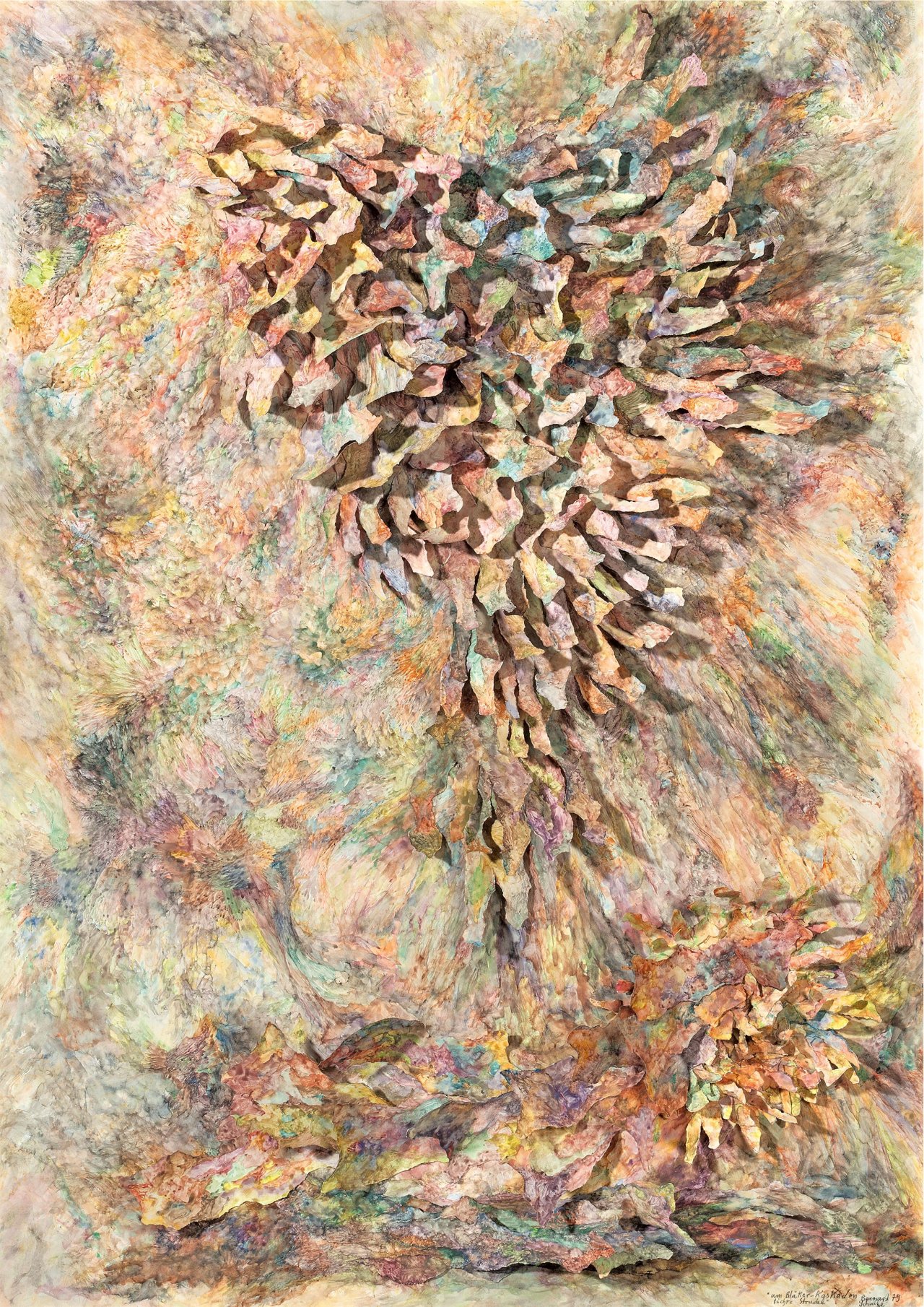 This picture shows the following artwork: Bernard Schultze. ”Um Blätter-Kaskaden lichte Strudel”. 1979.