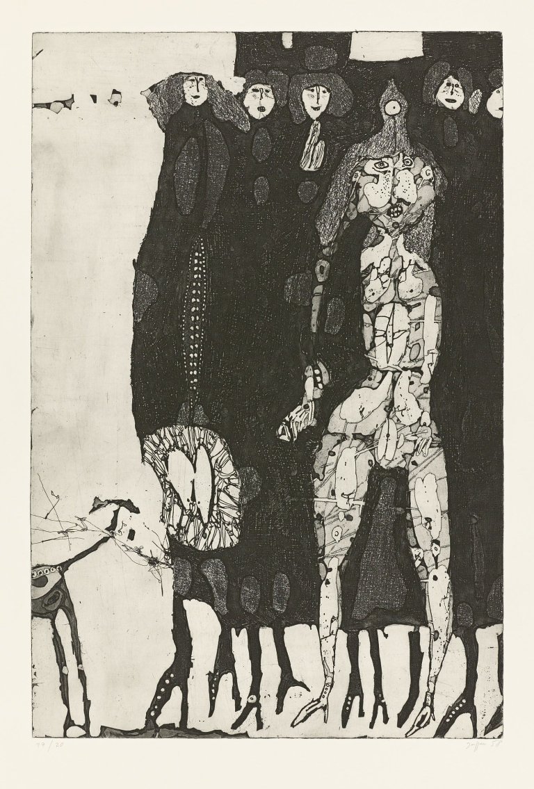 Auf diesem Bild ist das folgende Kunstwerk zu sehen: Horst Janssen. „Nachtwache“. 1958.