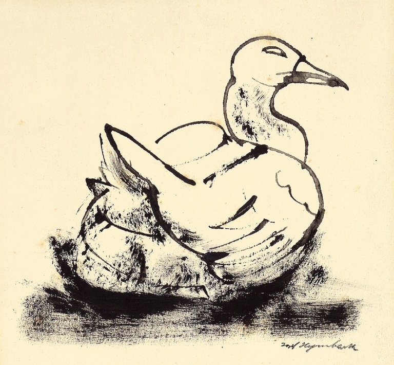 Auf diesem Bild ist das folgende Kunstwerk zu sehen: Josef Hegenbarth. „Ente“. Um 1950.