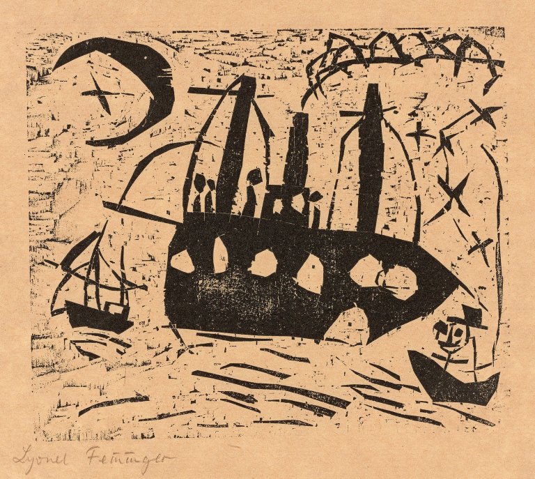 Auf diesem Bild ist das folgende Kunstwerk zu sehen: Lyonel Feininger. „Fröhliche Schiffsreise“. 1919.