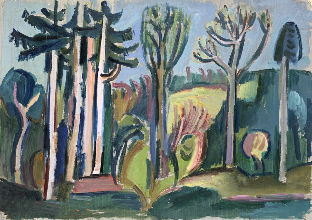 This picture shows the following artwork: Werner Gilles. Landschaft mit Bäumen.