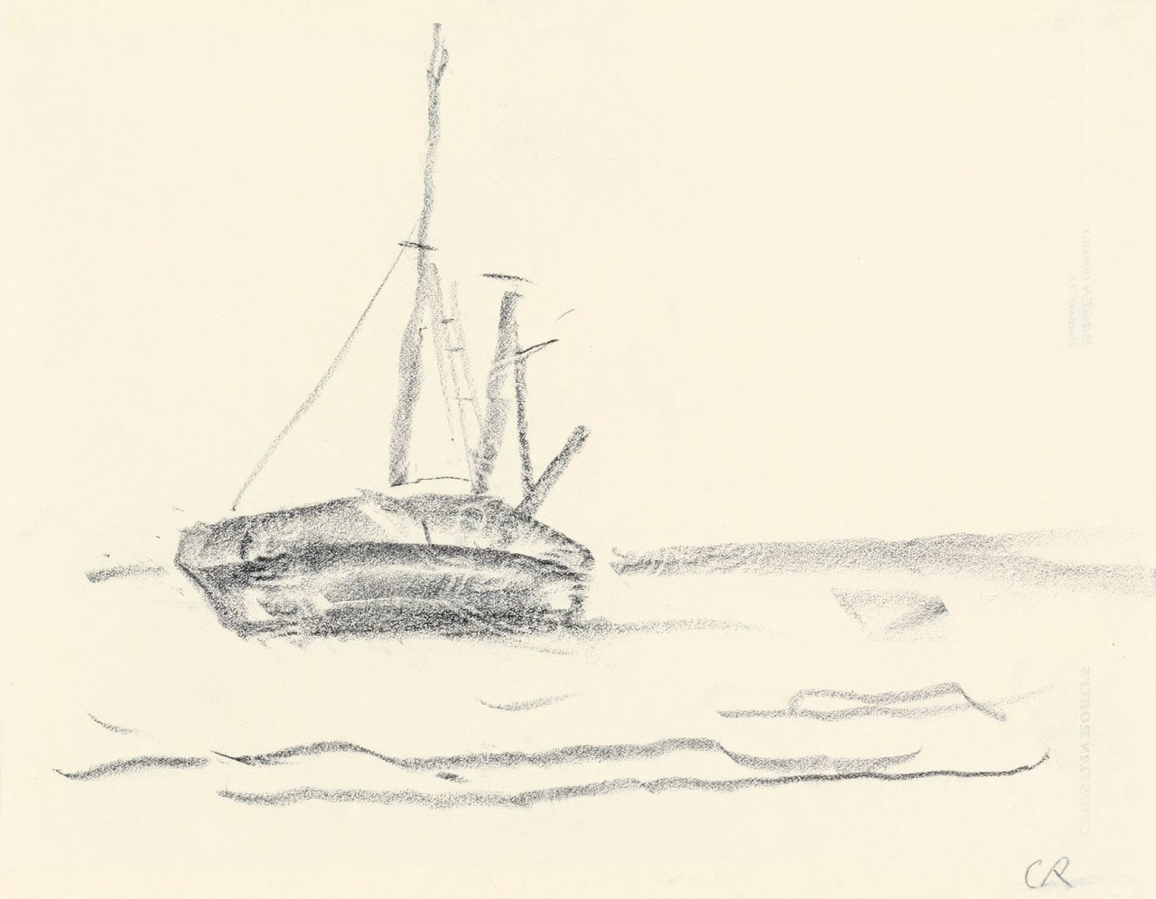 Auf diesem Bild ist das folgende Kunstwerk zu sehen: Christian Rohlfs. Segelboot am Strand.