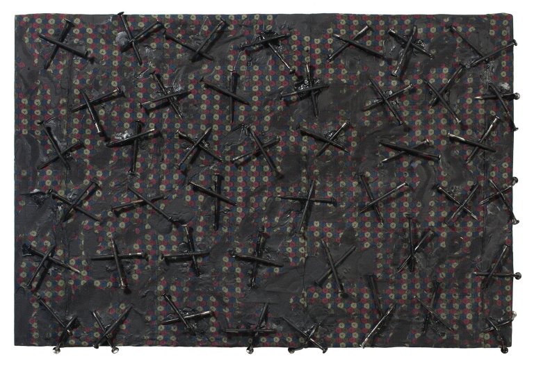 Auf diesem Bild ist das folgende Kunstwerk zu sehen: Günther Uecker. „Verborgen 4“. 2007.