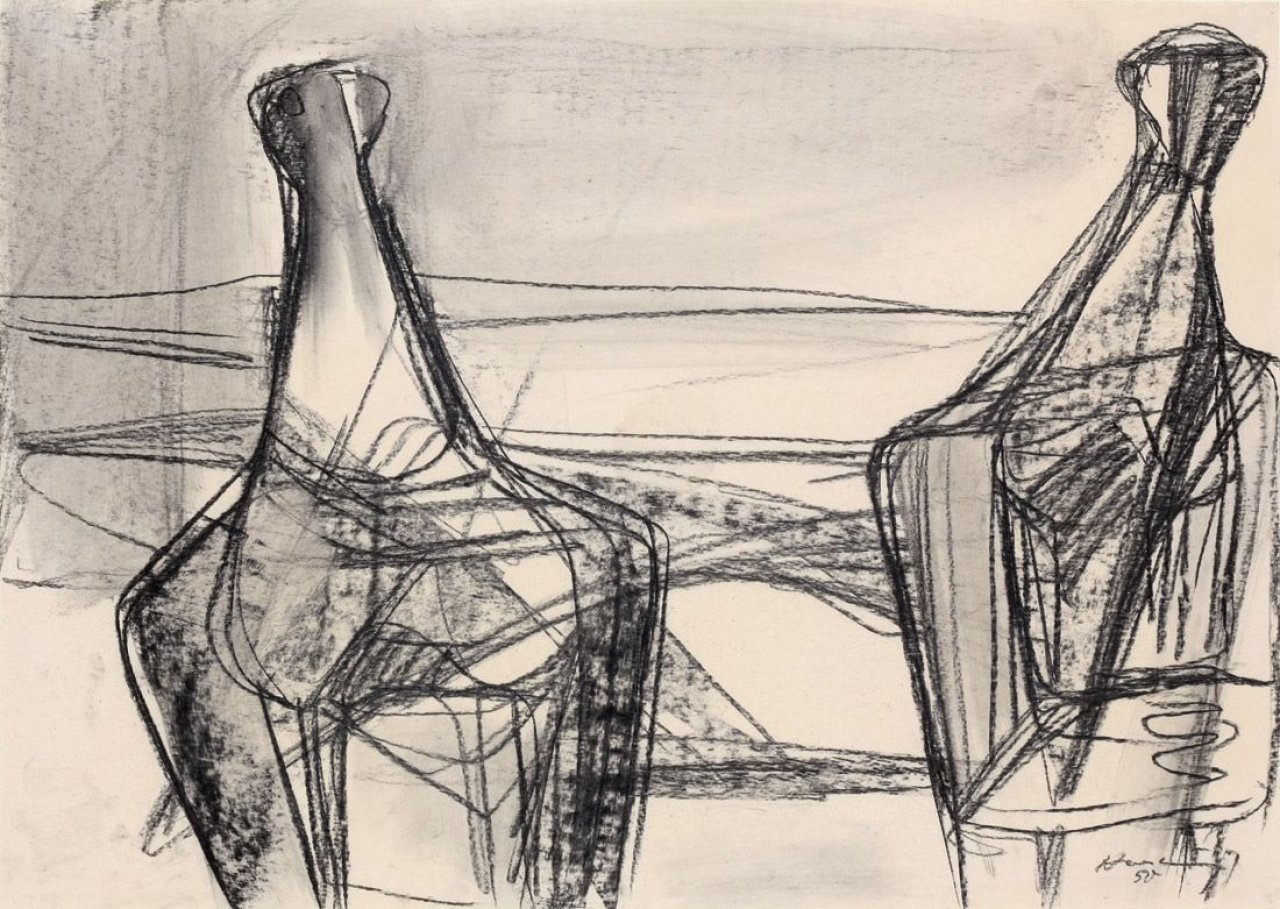 Auf diesem Bild ist das folgende Kunstwerk zu sehen: Karl Hartung. Zwei Figuren. 1950.