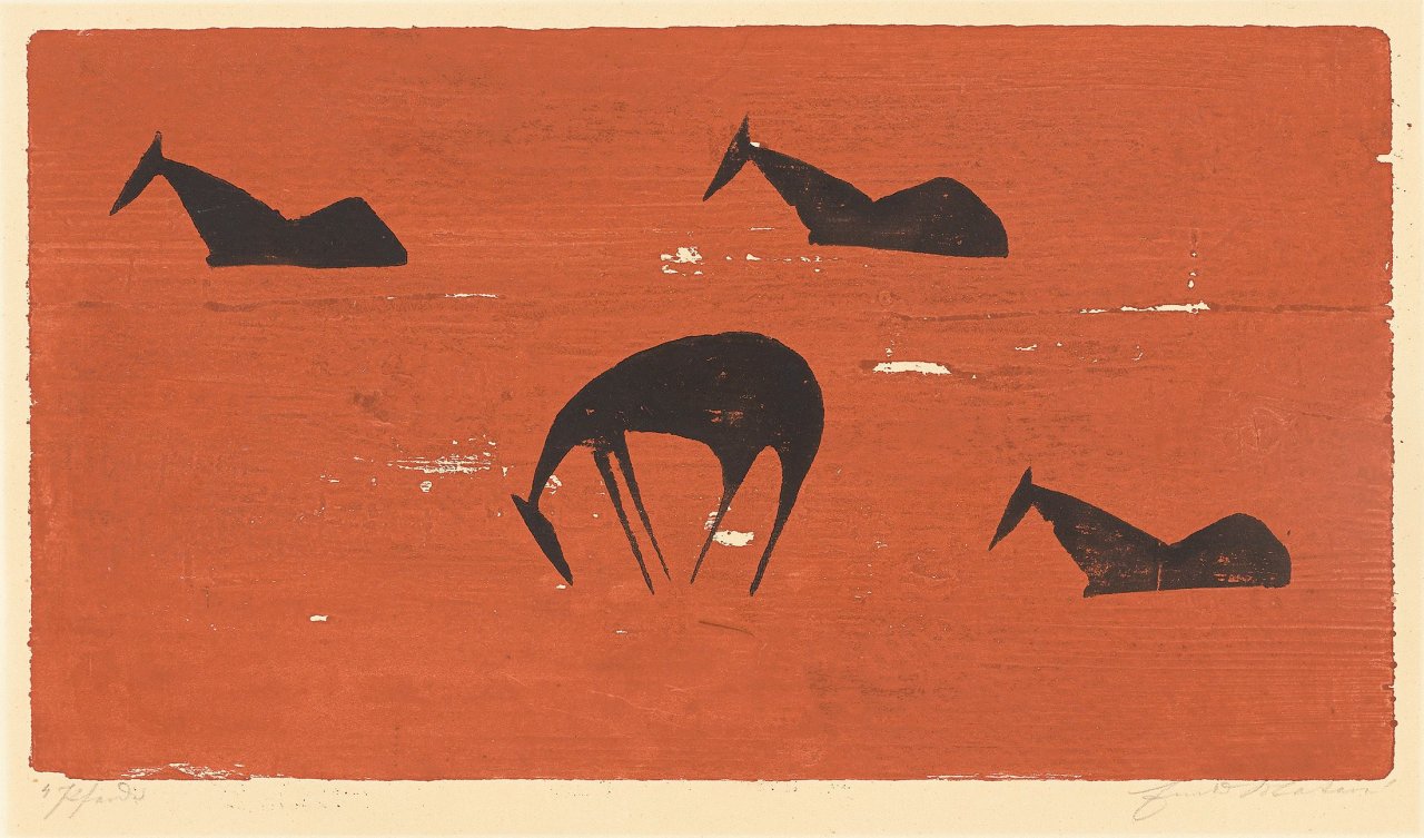Auf diesem Bild ist das folgende Kunstwerk zu sehen: Ewald Mataré. „Vier Pferde auf der Weide“. 1935/51.