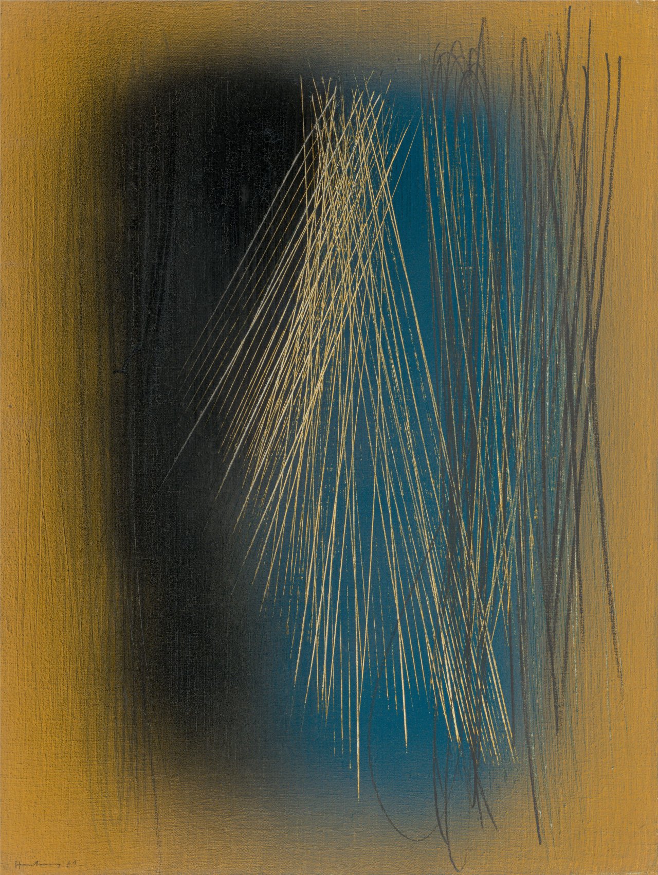 This picture shows the following artwork: Hans Hartung. ”T1961-H53”. 1961.