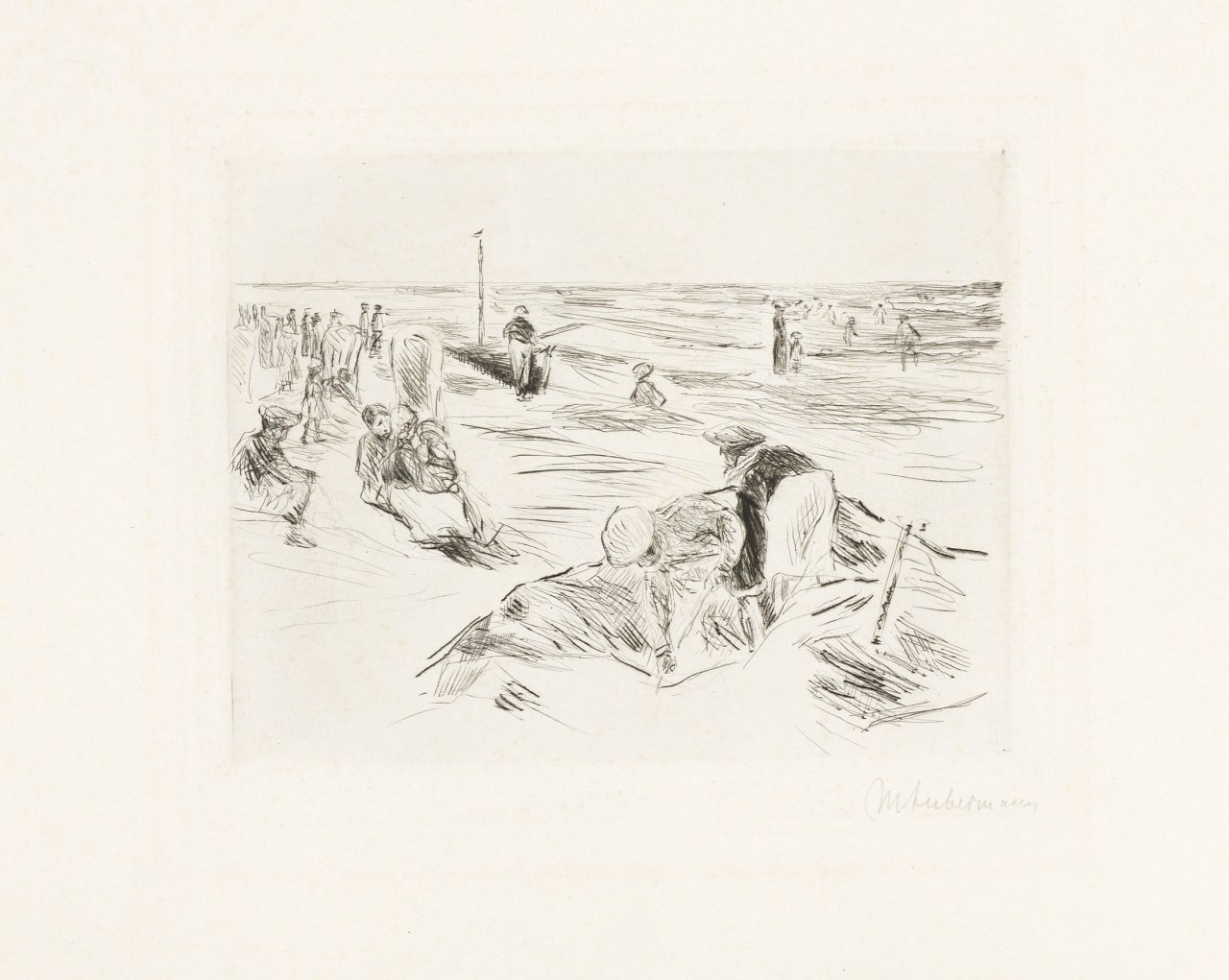 This picture shows the following artwork: Max Liebermann. „Strandszene mit Strandkörben“. 1914.