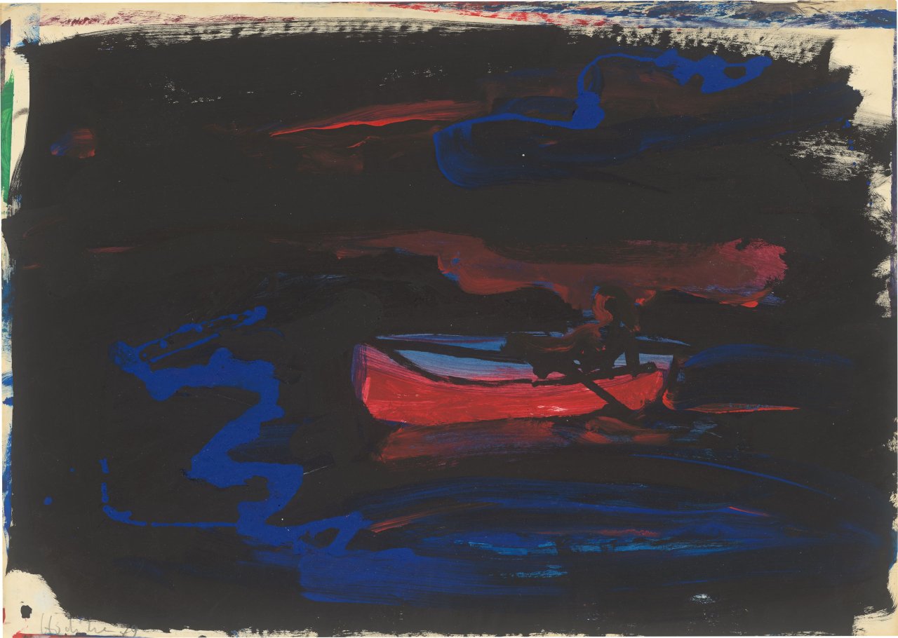Auf diesem Bild ist das folgende Kunstwerk zu sehen: Karl Horst Hödicke. Nachts auf dem Fluss. 1979.
