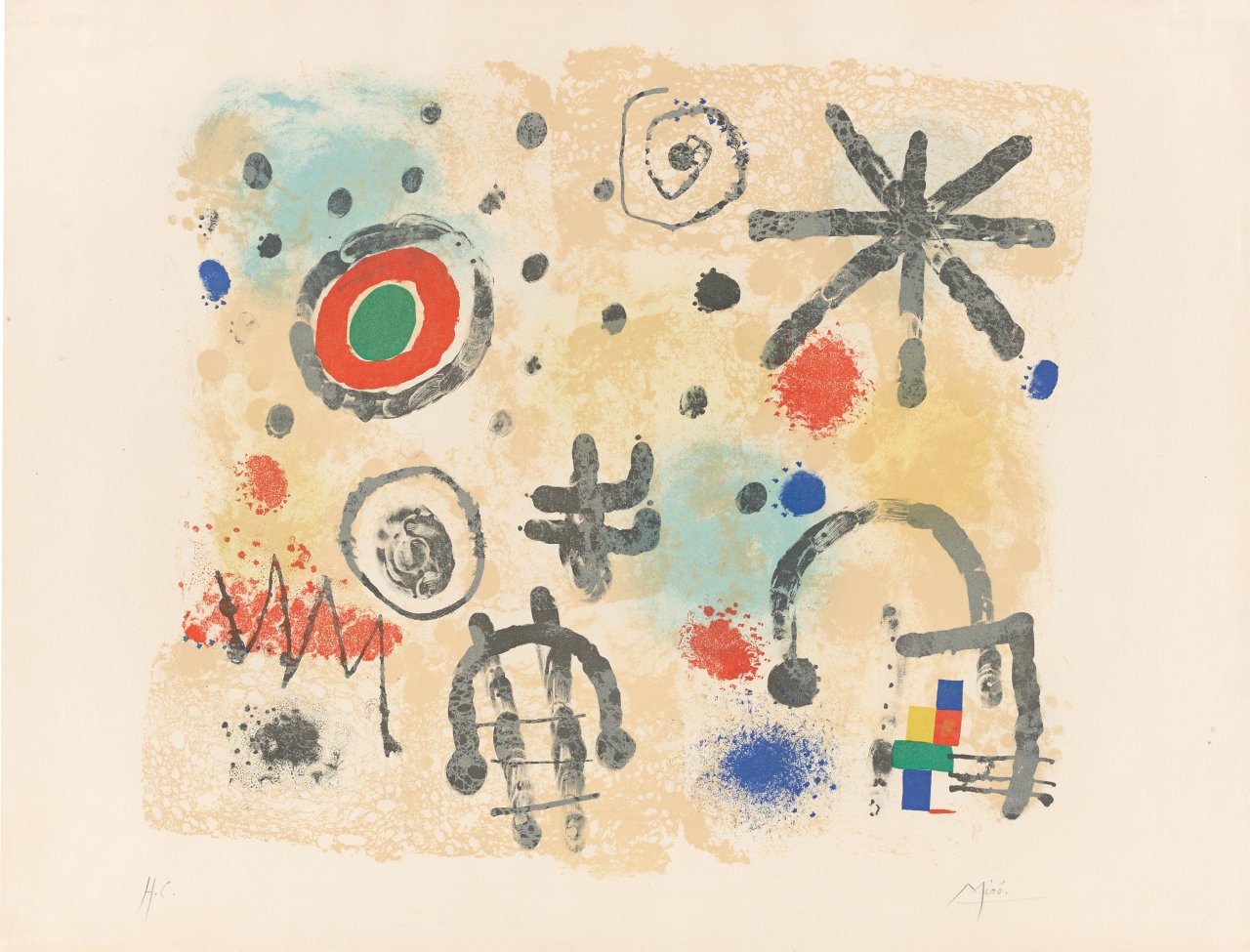 Auf diesem Bild ist das folgende Kunstwerk zu sehen: Joan Miró. „Signes et météores“. 1958.