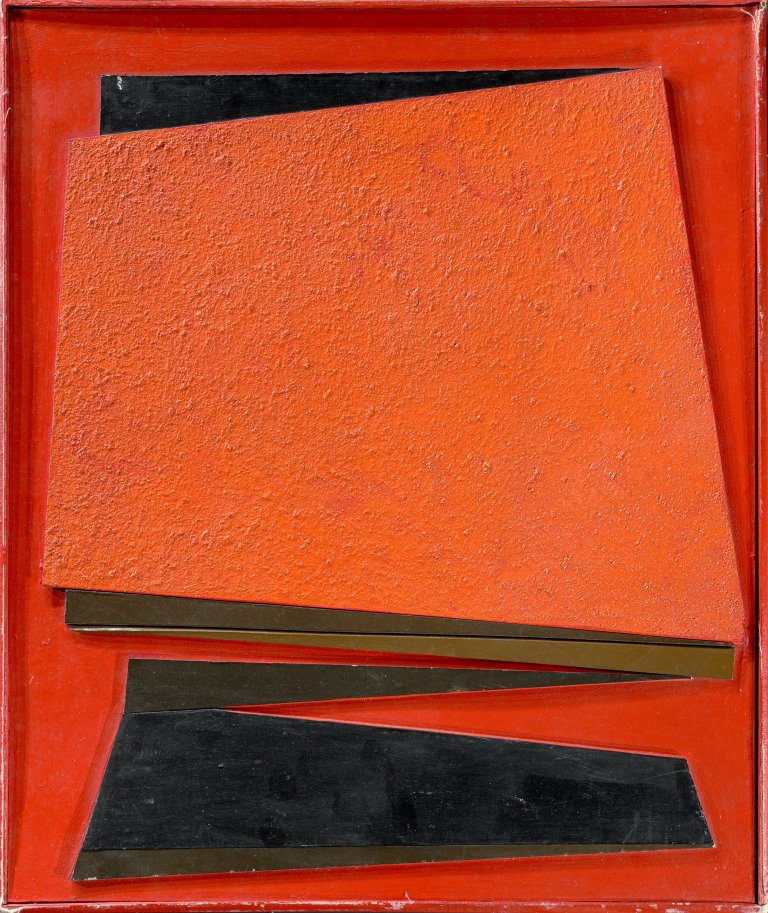 Auf diesem Bild ist das folgende Kunstwerk zu sehen: Francis Bott. Espaces concertés (Reliefbild). Um 1971.