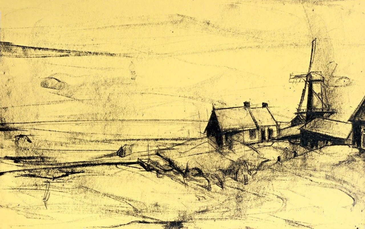 This picture shows the following artwork: Hans Theo Richter. Holländische Landschaft.
