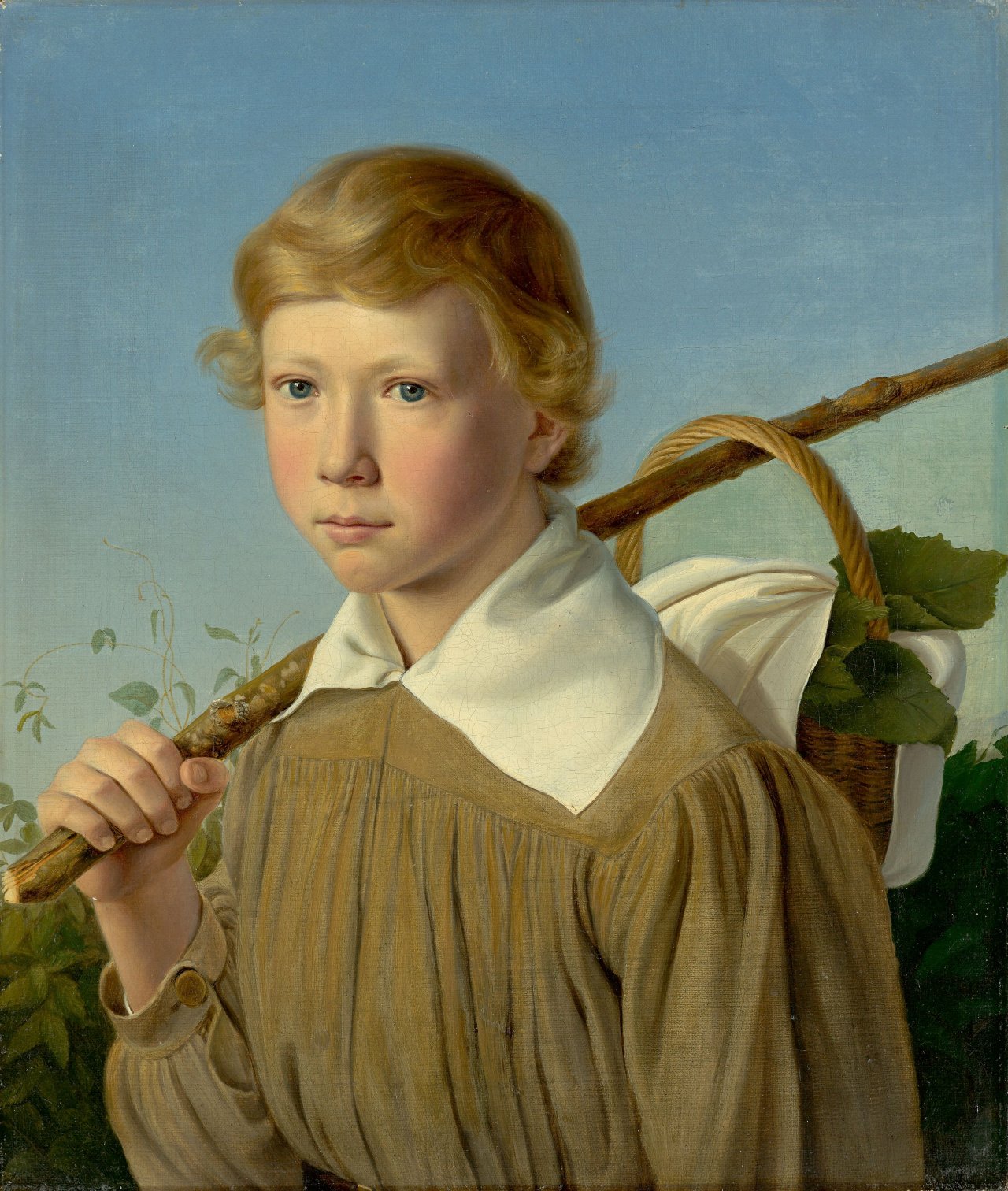 Auf diesem Bild ist das folgende Kunstwerk zu sehen: Carl Adolf Senff. Knabe mit Wanderstock.