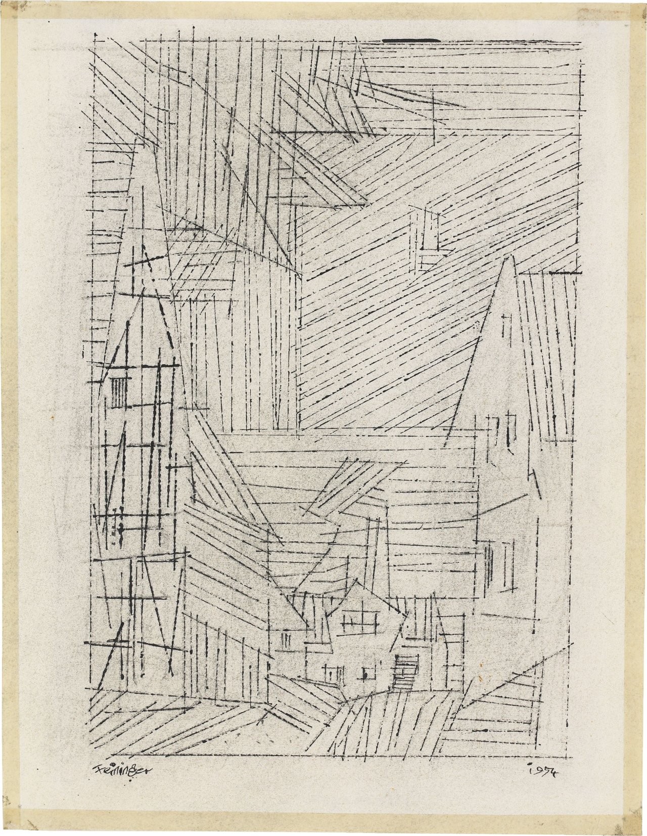 Auf diesem Bild ist das folgende Kunstwerk zu sehen: Lyonel Feininger. „Vollersroda“. 1954.