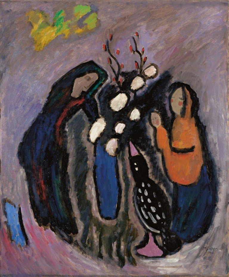 Auf diesem Bild ist das folgende Kunstwerk zu sehen: Gabriele Münter. „Stilleben im Kreis“. 1911.