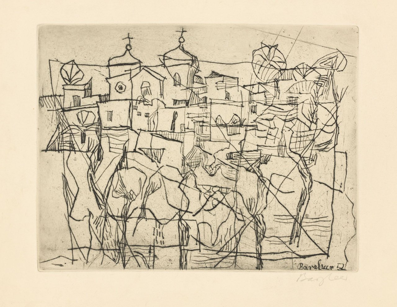 Auf diesem Bild ist das folgende Kunstwerk zu sehen: Eduard Bargheer. „Ischialandschaft“. 1952.