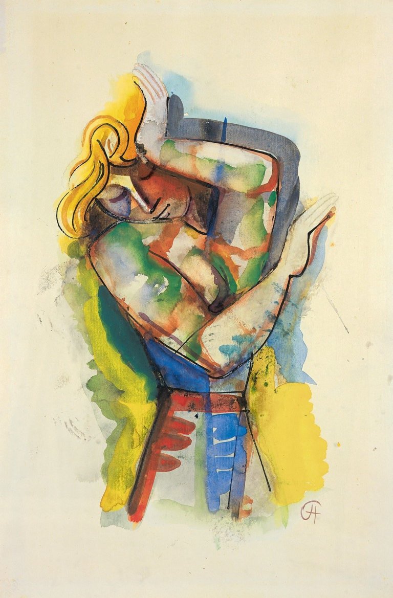 Auf diesem Bild ist das folgende Kunstwerk zu sehen: Karl Hofer. „Mädchen“. Um 1947/48.