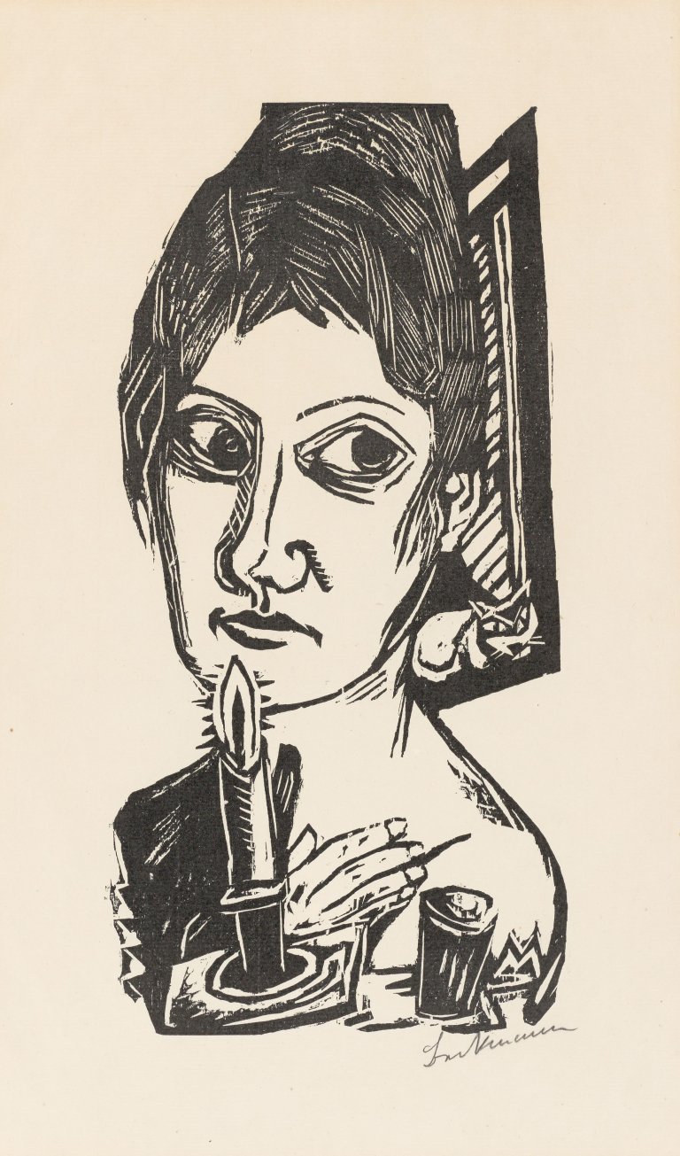 Auf diesem Bild ist das folgende Kunstwerk zu sehen: Max Beckmann. „Frau mit Kerze“. 1920.