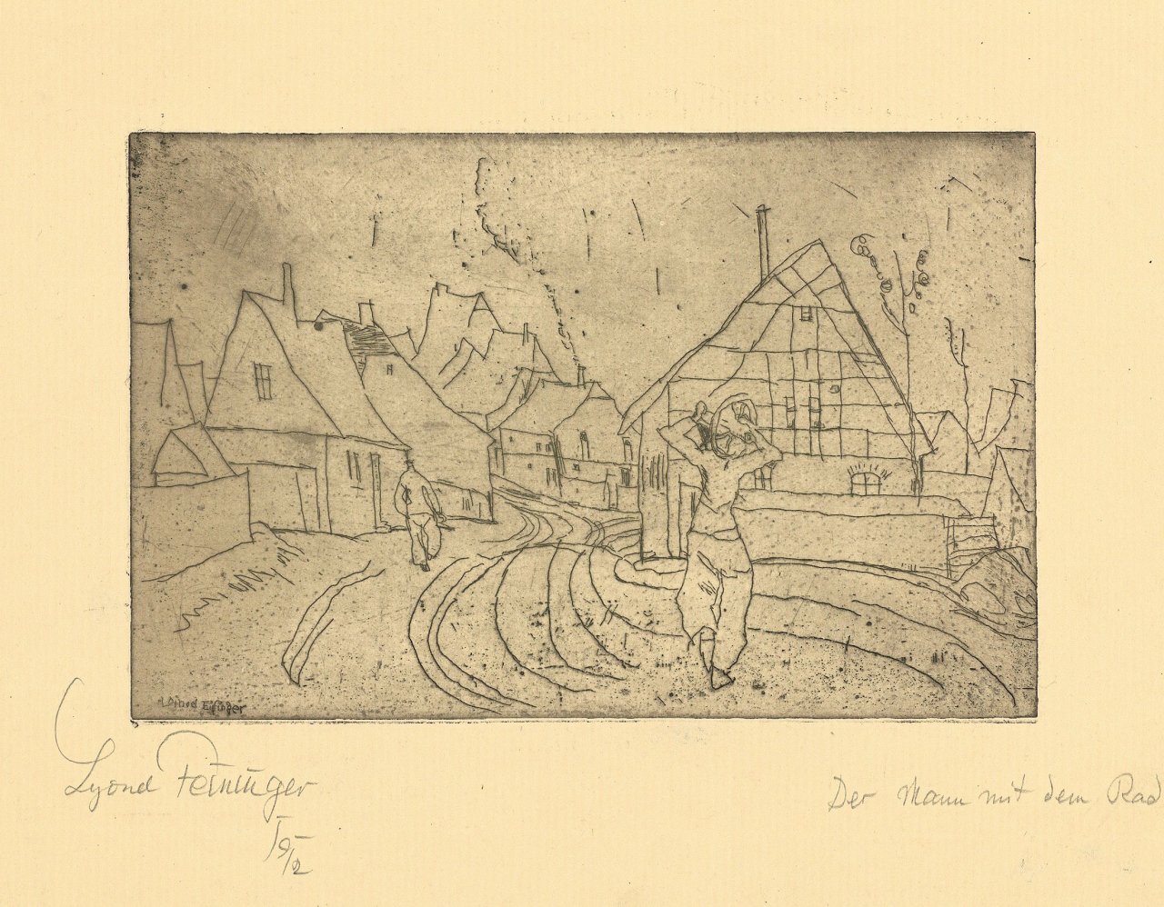 This picture shows the following artwork: Lyonel Feininger. „Der Mann mit dem Rad“. 1911.