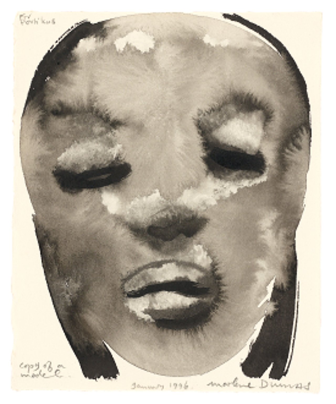 Auf diesem Bild ist das folgende Kunstwerk zu sehen: Marlene Dumas. „Copy of a model“ (Naomi Campbell). 1996.