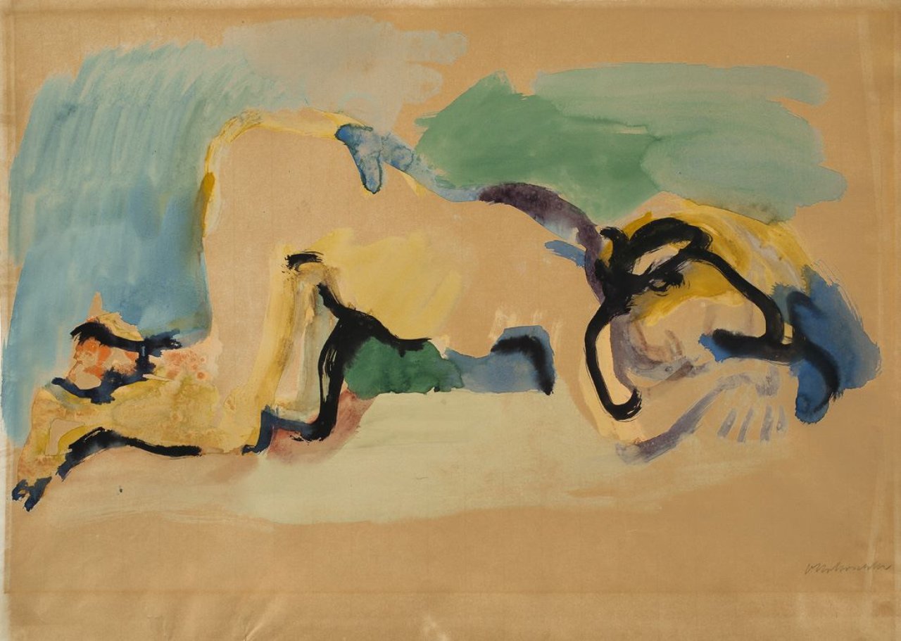 Auf diesem Bild ist das folgende Kunstwerk zu sehen: Oskar Kokoschka. Knieender weiblicher Akt. 1922.