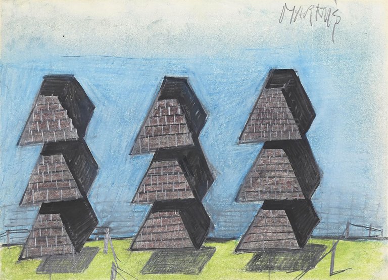 Auf diesem Bild ist das folgende Kunstwerk zu sehen: Markus Lüpertz. Westwall. Um 1968.