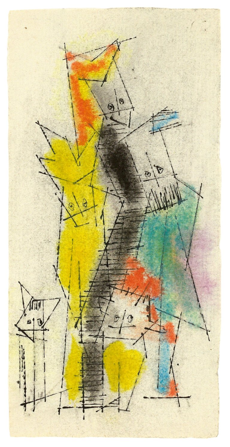 Auf diesem Bild ist das folgende Kunstwerk zu sehen: Lyonel Feininger. Fünf Ghosties. 1950er-Jahre.