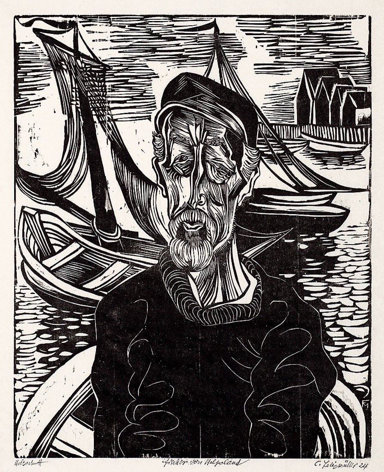 This picture shows the following artwork: Conrad Felixmüller. „Fischer von Helgoland“. 1924.