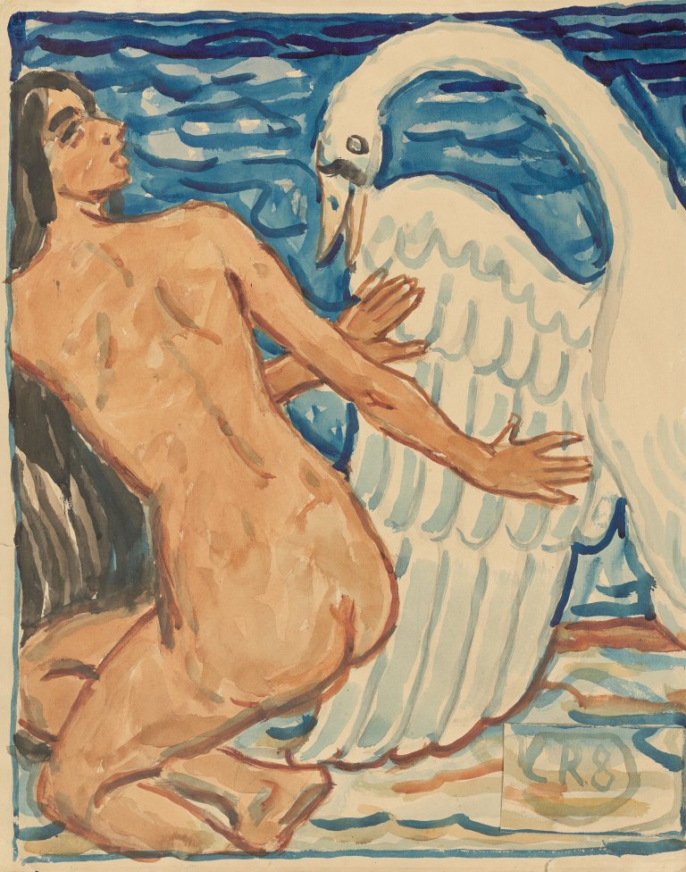 Auf diesem Bild ist das folgende Kunstwerk zu sehen: Christian Rohlfs. „Leda mit Schwan“. 1908.