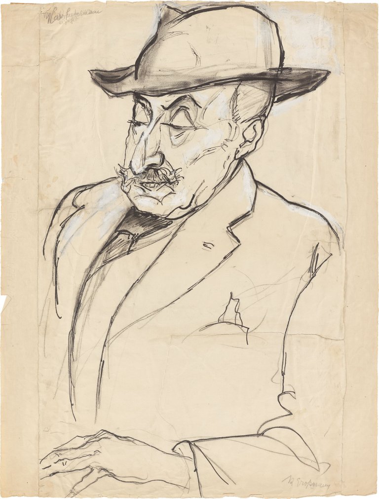 Auf diesem Bild ist das folgende Kunstwerk zu sehen: Rudolf Grossmann. Porträt Max Liebermann. 1920er-Jahre.