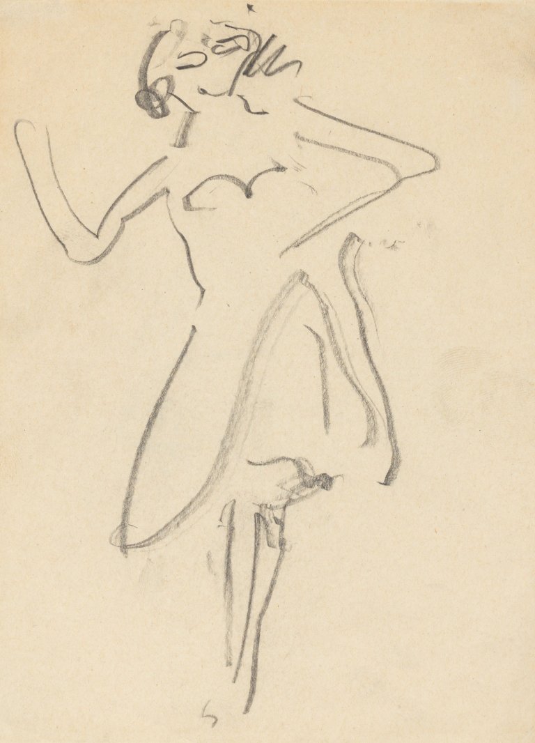 Auf diesem Bild ist das folgende Kunstwerk zu sehen: Ernst Ludwig Kirchner. Tänzerin. Um 1910/11.