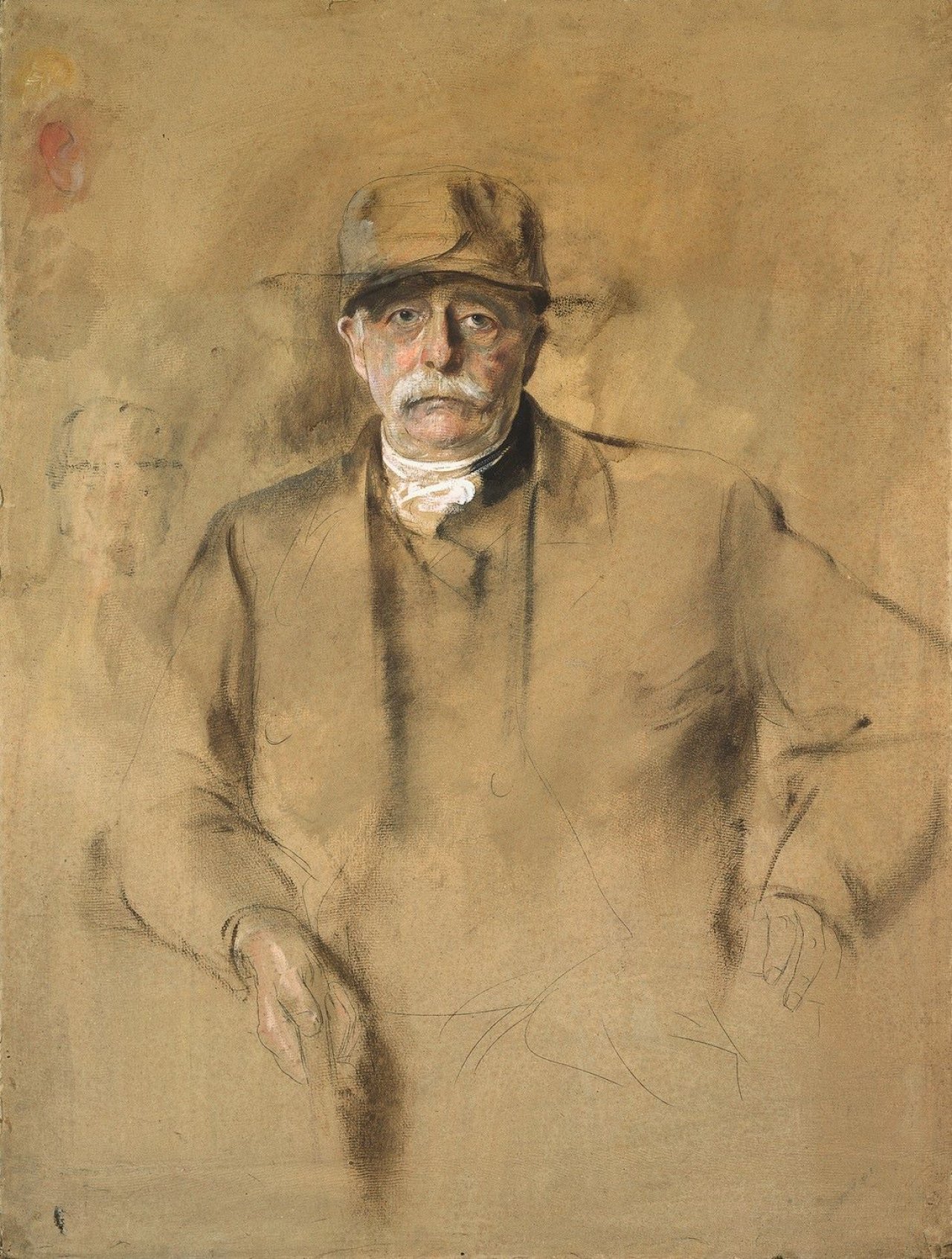 Auf diesem Bild ist das folgende Kunstwerk zu sehen: Franz von Lenbach. „Bismarck mit Mütze“.