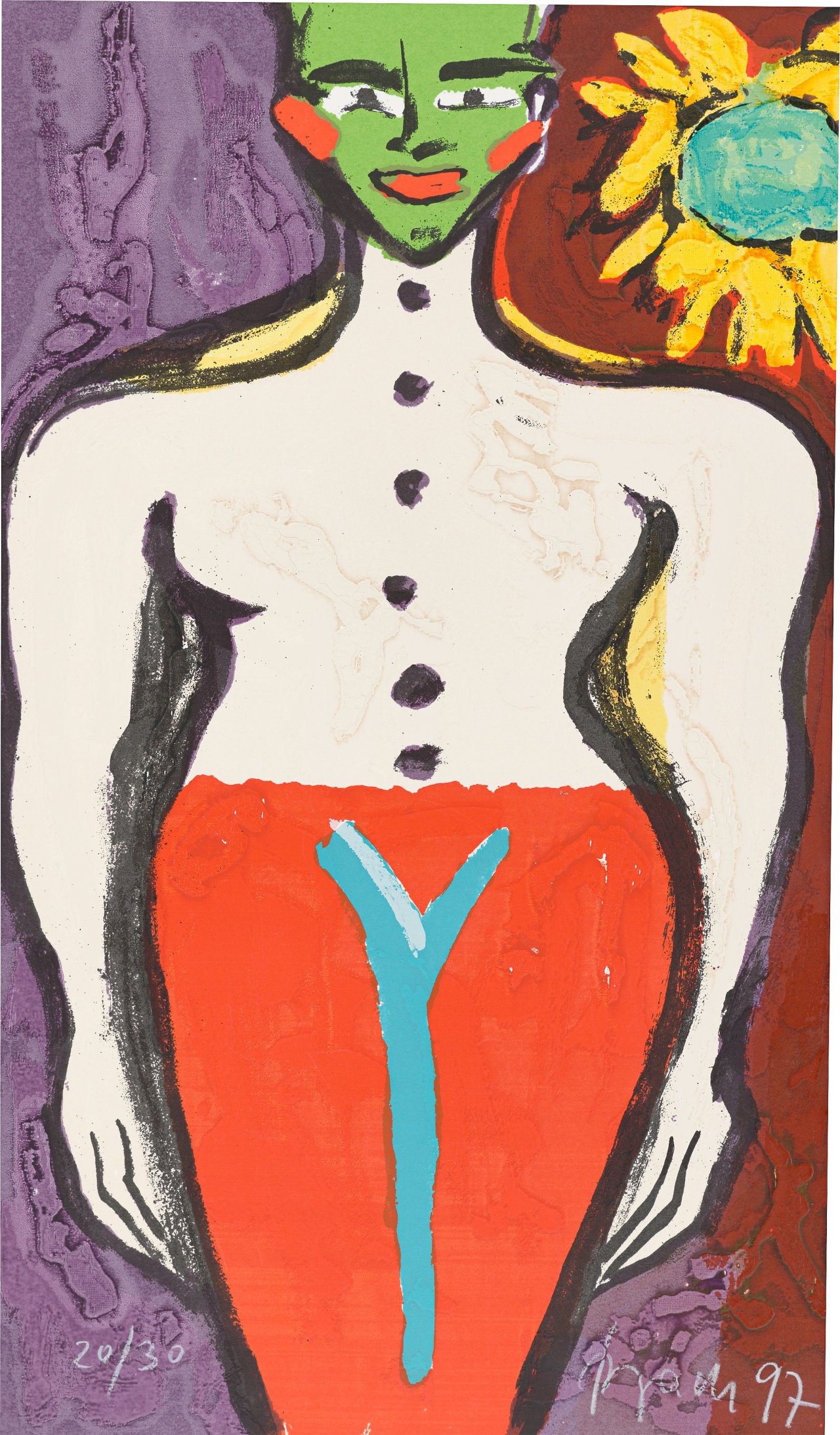 This picture shows the following artwork: Elvira Bach. Untitled (Triptychon). 1997.