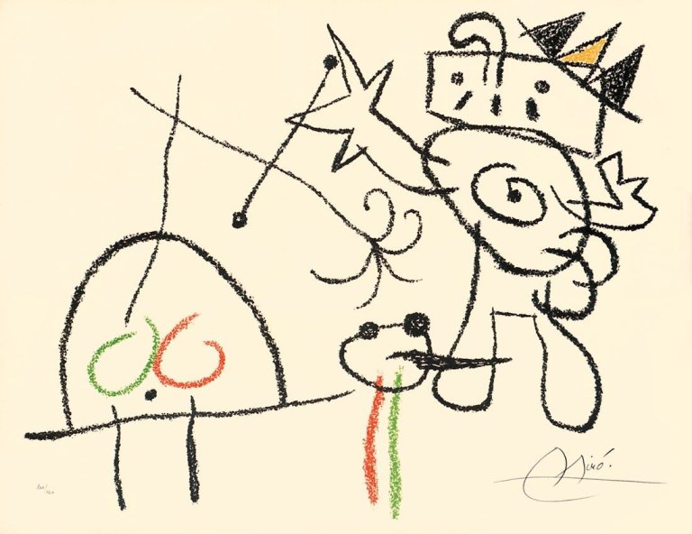 Auf diesem Bild ist das folgende Kunstwerk zu sehen: Joan Miró. Aus: „Ubu aux Baléares“. 1971.