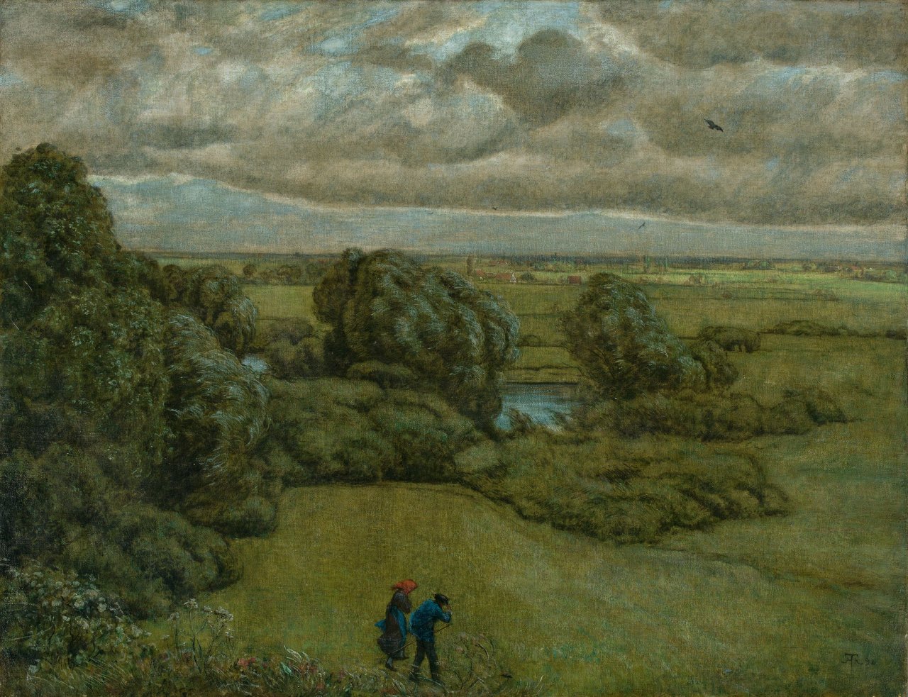 Auf diesem Bild ist das folgende Kunstwerk zu sehen: Hans Thoma. Landschaft im Sturm. 1892.