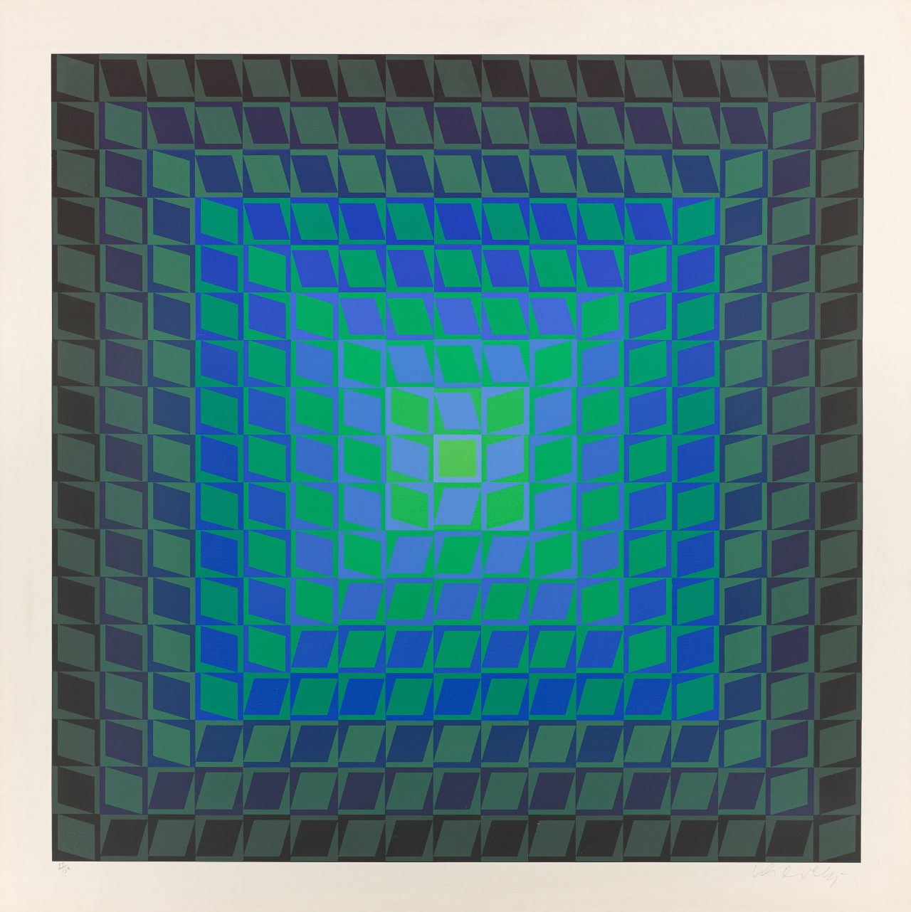 Auf diesem Bild ist das folgende Kunstwerk zu sehen: Victor Vasarely. Ohne Titel.