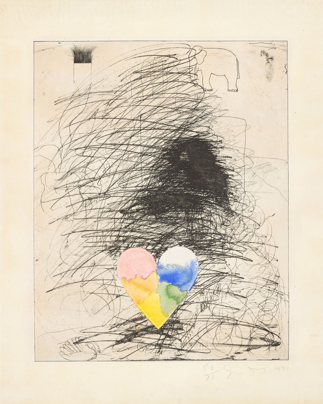 Auf diesem Bild ist das folgende Kunstwerk zu sehen: Jim Dine. „A Girl with her Dog“. 1971.