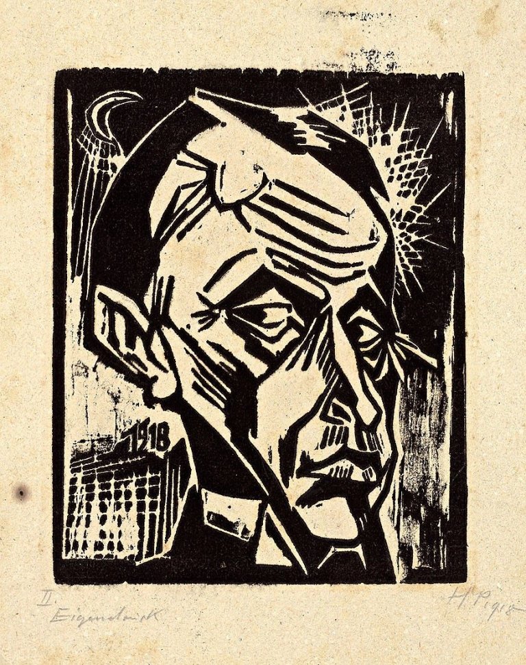 Auf diesem Bild ist das folgende Kunstwerk zu sehen: Max Pechstein. „Männlicher Kopf“. 1917.