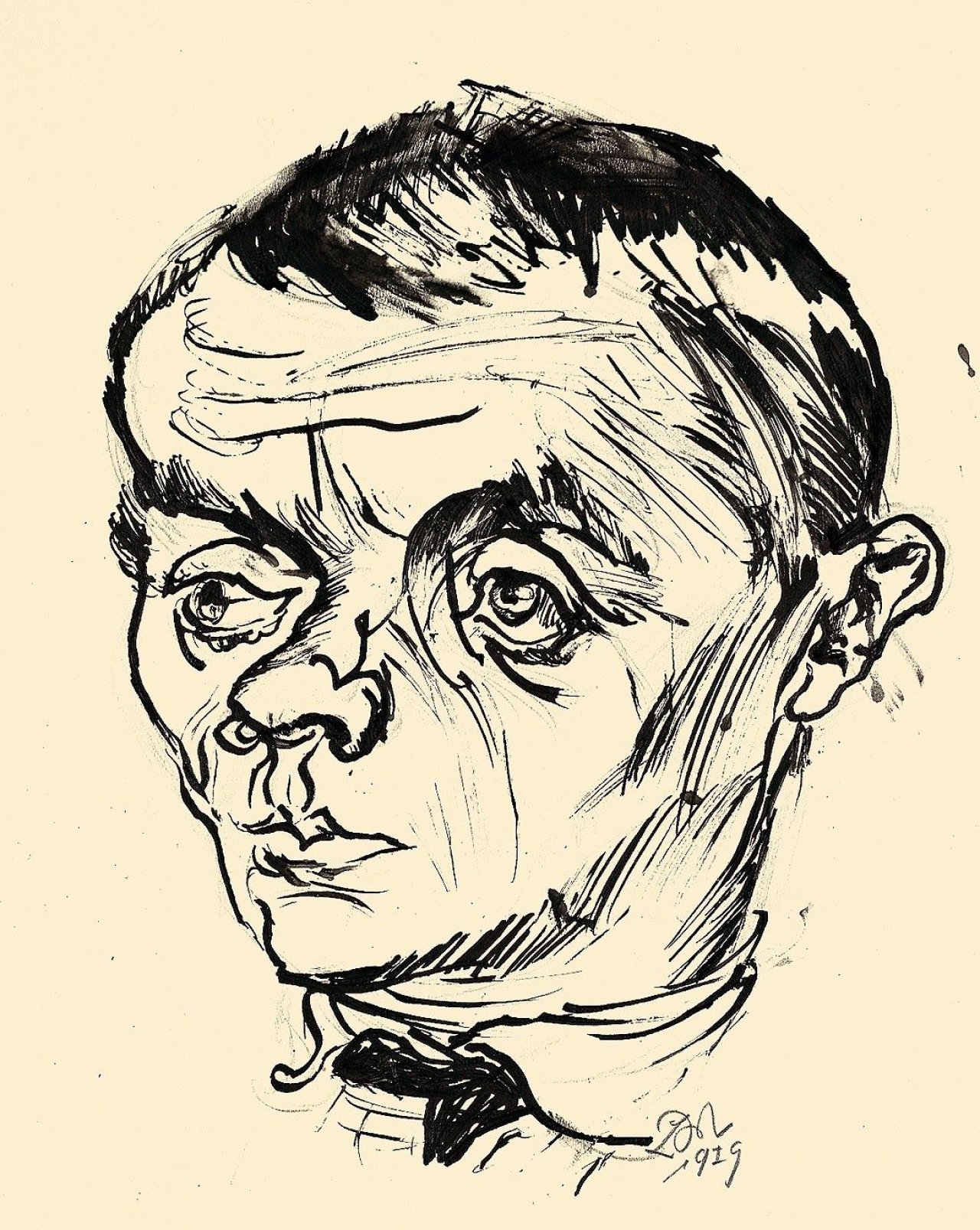 Auf diesem Bild ist das folgende Kunstwerk zu sehen: Ludwig Meidner. Männerbildnis. 1919.