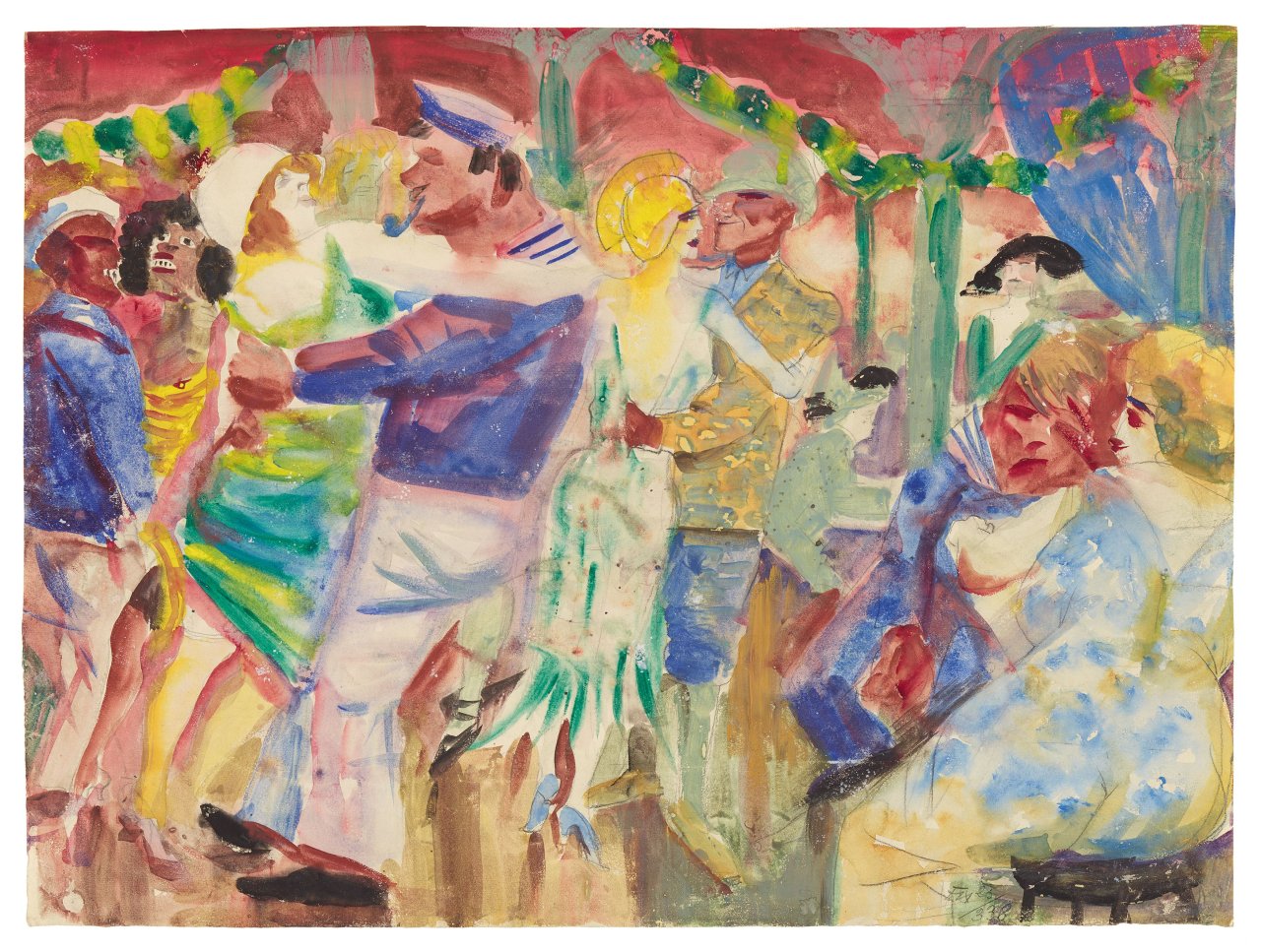 Auf diesem Bild ist das folgende Kunstwerk zu sehen: Otto Dix. „Tanzsaal in St. Pauli“. Um 1924/25.