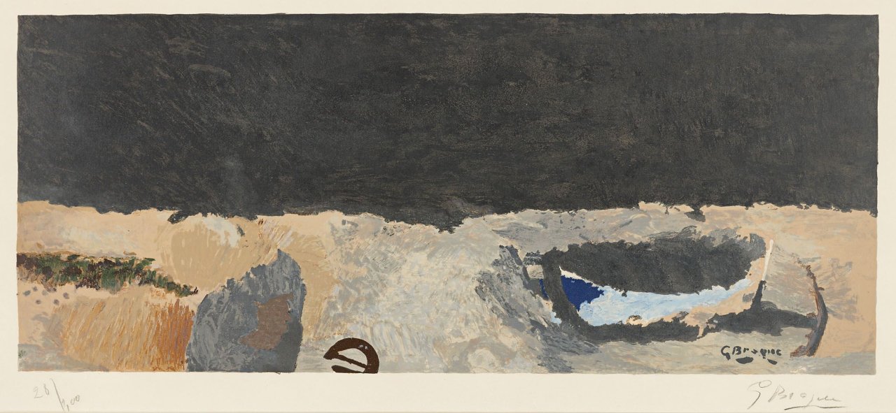This picture shows the following artwork: Georges Braque. „La barque sur la grève“. Circa 1955.