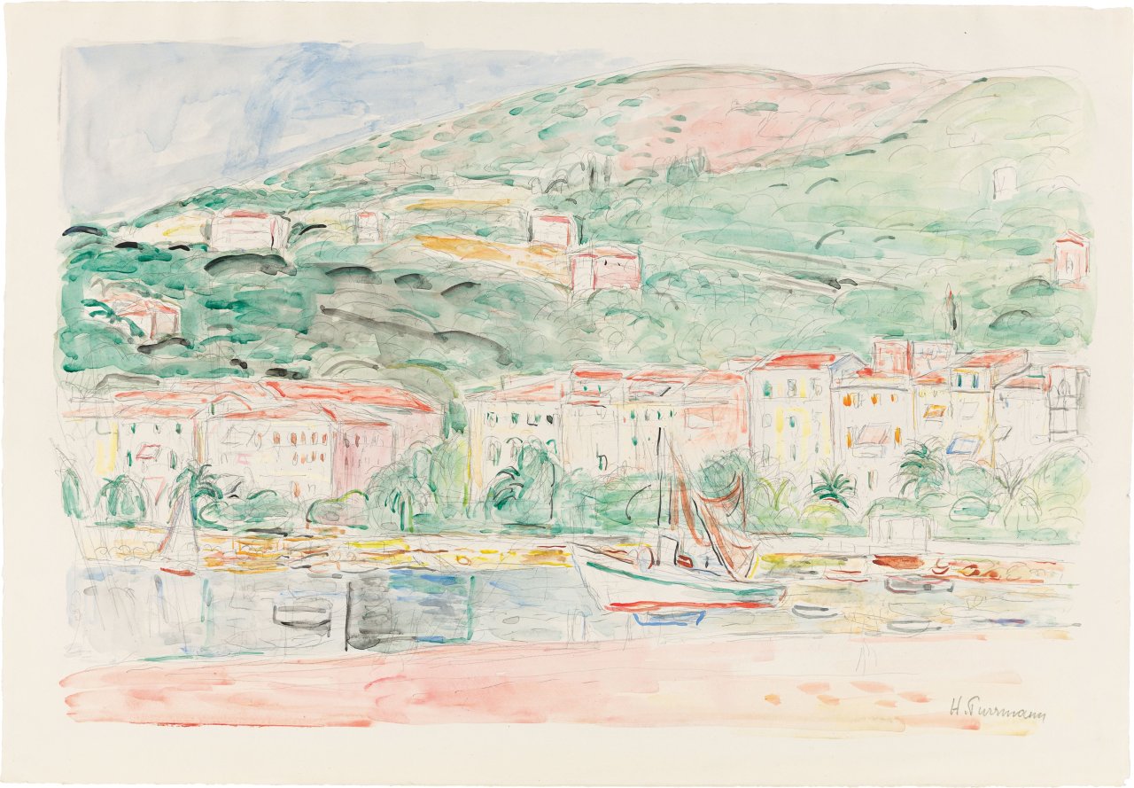 Auf diesem Bild ist das folgende Kunstwerk zu sehen: Hans Purrmann. „Hafenansicht von Lerici“. 1936.