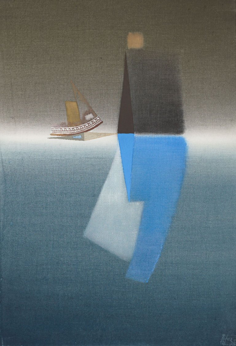 Auf diesem Bild ist das folgende Kunstwerk zu sehen: Hans Jaenisch. Schiffe. 1978.