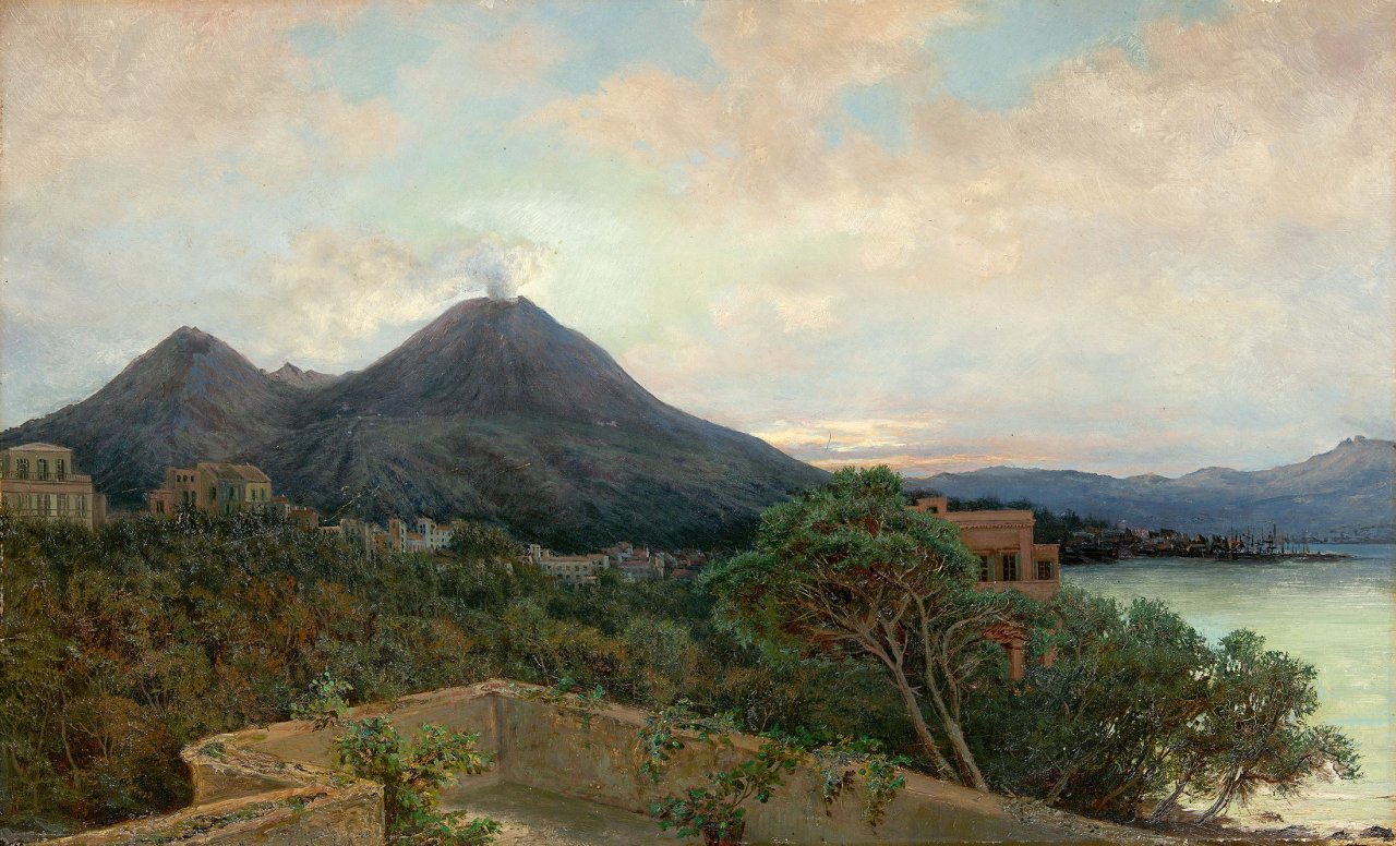 Auf diesem Bild ist das folgende Kunstwerk zu sehen:  Deutsch, um 1860. Vesuv.