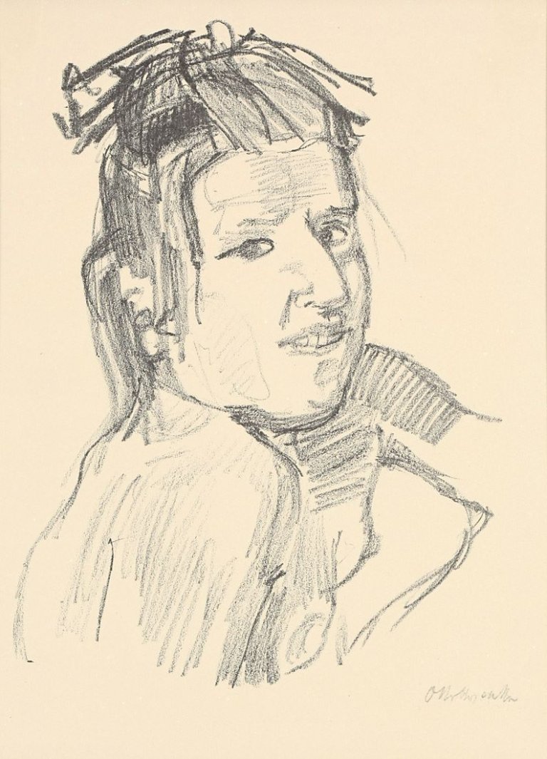 Auf diesem Bild ist das folgende Kunstwerk zu sehen: Oskar Kokoschka. „Mädchen mit Haarmasche“. 1922.