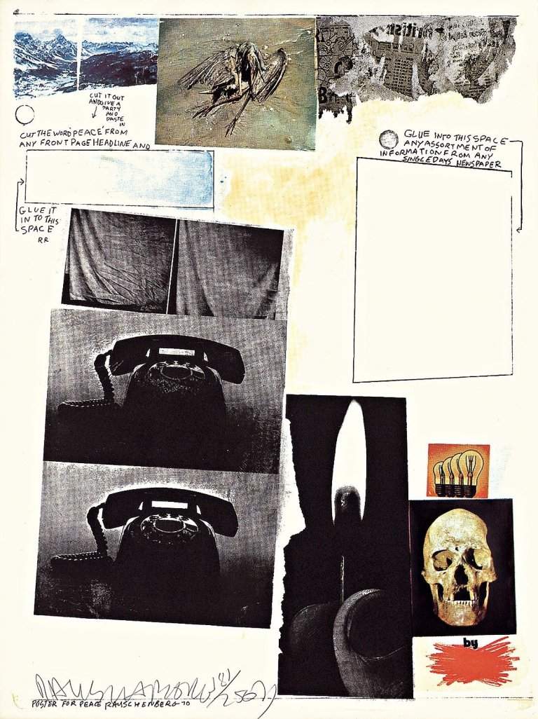 Auf diesem Bild ist das folgende Kunstwerk zu sehen: Robert Rauschenberg. „Poster for Peace“. 1970.